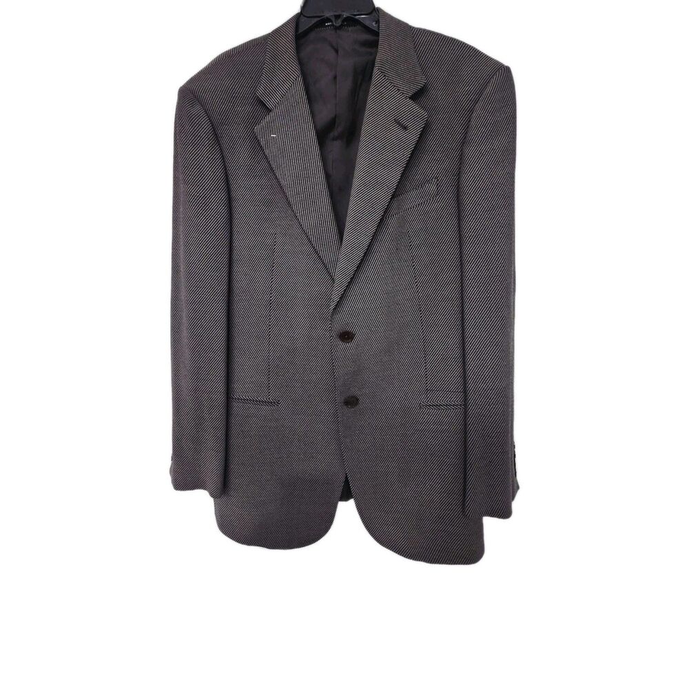 Armani Collezioni Italy Mens Brown Wool Blazer Jacket Size Large L
